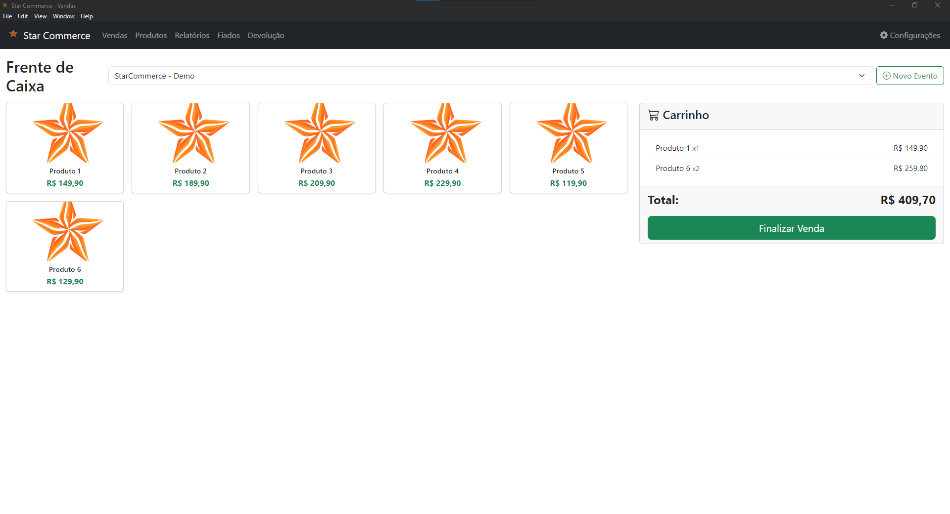 Interface do Star Commerce
